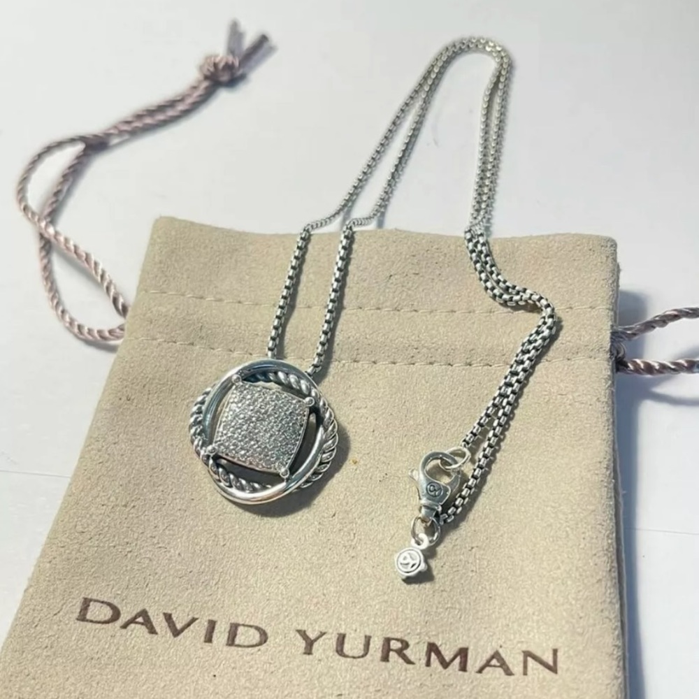 David Yurman Infinity 14mm Diamond Pave Necklace